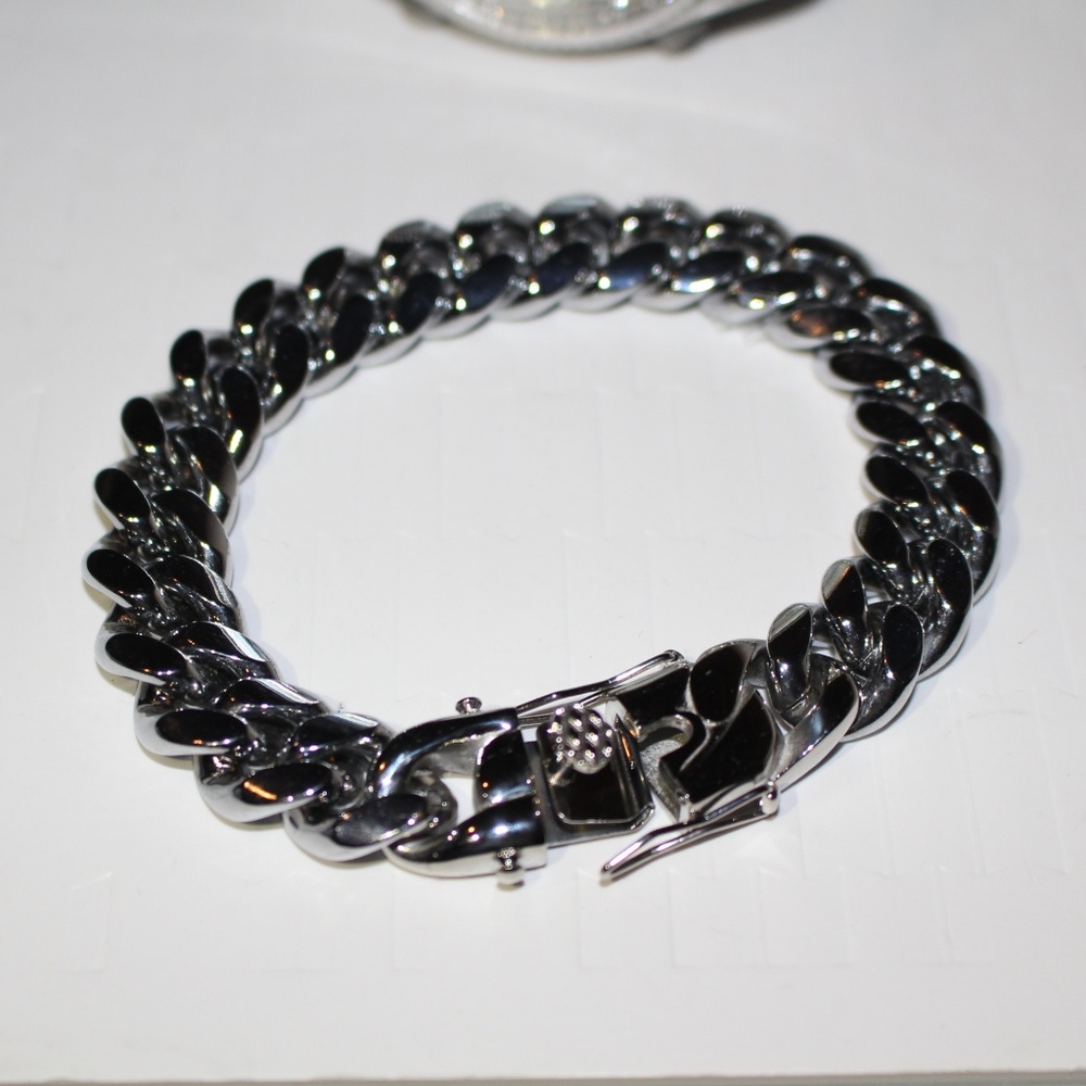 12mm White Gold Electroplated 14k Cuban Bracelet